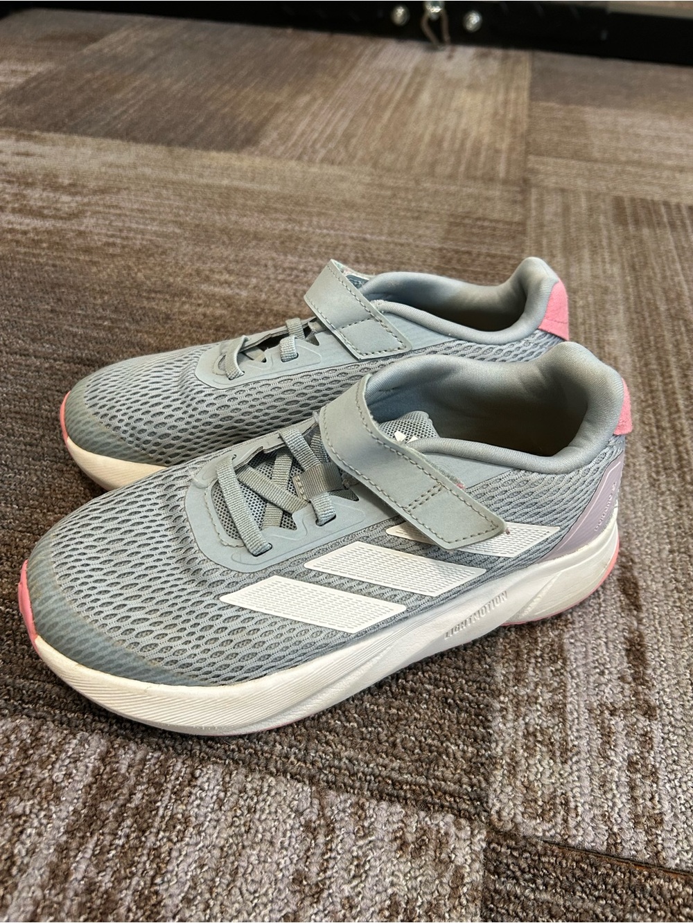 adidas Light Gray & Pink Kids' Athletic Sneakers